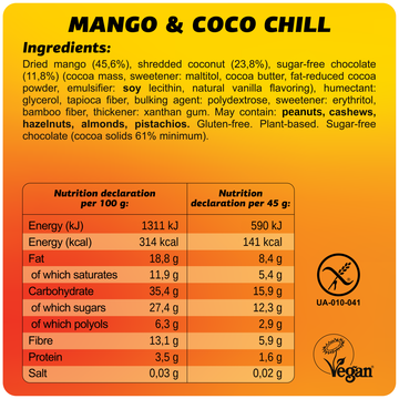 Mango & Coco Chill: ingredients and nutrition declaration