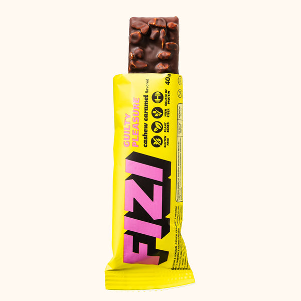 FIZI Cashew Caramel Chocolate Bar - Single Bar Unwrapped