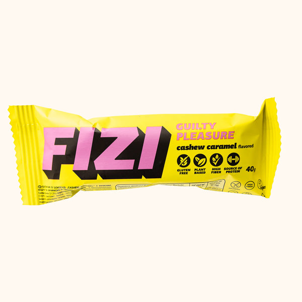 FIZI Cashew Caramel Chocolate Bar - Bar Close-Up Detail