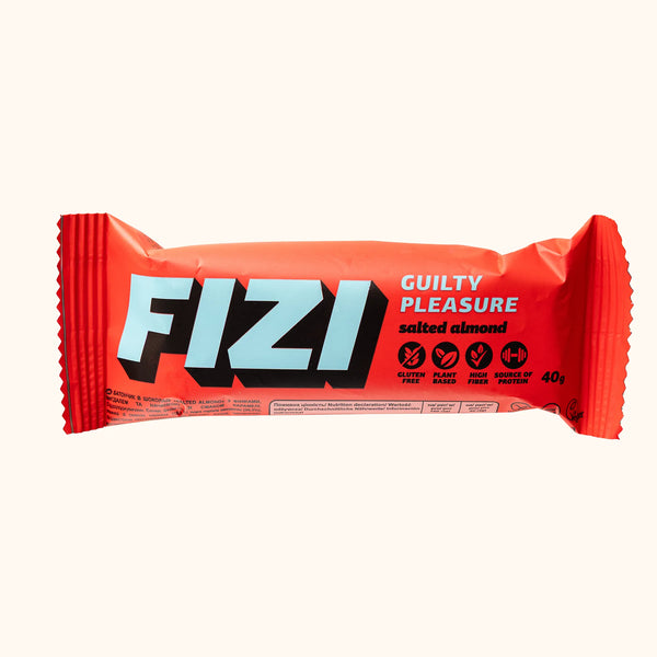 FIZI Salted Almond Chocolate Bar - Bar Close-Up Detail