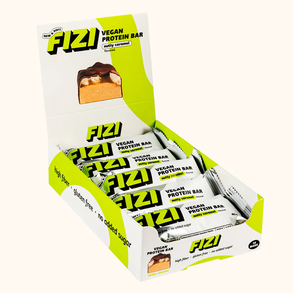 FIZI Nutty Caramel Protein Bar - Box of 10 Bars