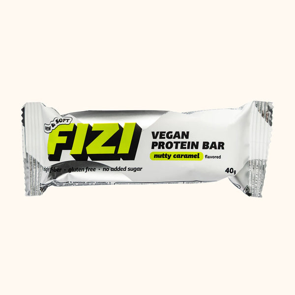 FIZI Nutty Caramel Protein Bar - Single Bar Unwrapped