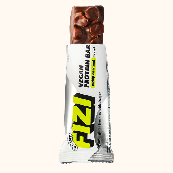FIZI Nutty Caramel Protein Bar - Bar Close-Up Detail