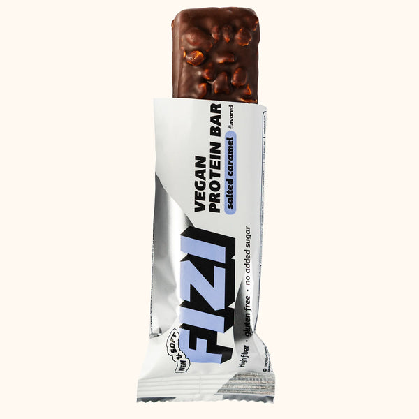 FIZI Salted Caramel Protein Bar - Single Bar Unwrapped